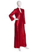Lillie Rubin Red Sequin Long Sleeve Maxi Dress