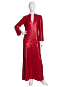 Lillie Rubin Red Sequin Long Sleeve Maxi Dress