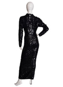 Cathy Hardwick Black Sequin Long Sleeve Maxi Sweater Dress