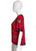 90s Red Silk Sequin Top L