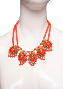 Stanley Hagler Gold Coral Tone Enamel Beaded Necklace and Bracelet