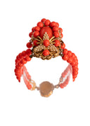Stanley Hagler Gold Coral Tone Enamel Beaded Necklace and Bracelet