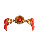 Stanley Hagler Gold Coral Tone Enamel Beaded Necklace and Bracelet