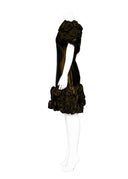 Arnold Scaasi Green Velvet Cap Sleeve Knee Length Cocktail Dress