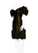 Arnold Scaasi Green Velvet Cap Sleeve Knee Length Cocktail Dress