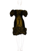 Arnold Scaasi Green Velvet Cap Sleeve Knee Length Cocktail Dress