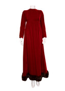 Marsal Red Velvet Mink Long Sleeve Maxi Dress