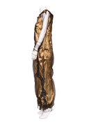 Krizia Gold Lame Beaded Long Sleeve Maxi Dress