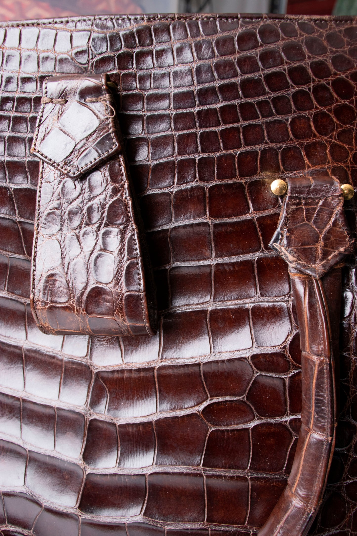 60s Brown Crocodile Handbag