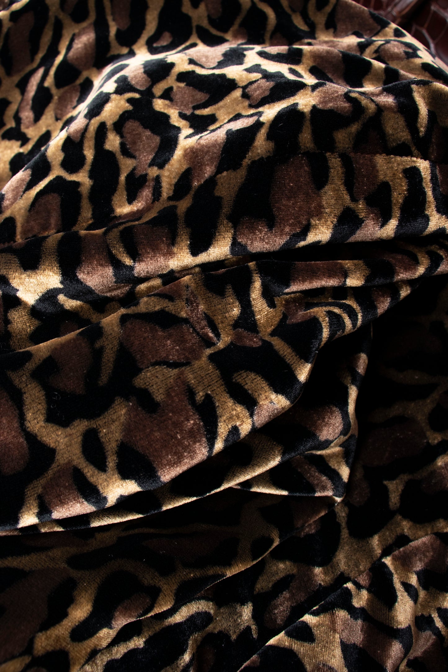 00s Leopard Print & Black Velvet Coat S/M