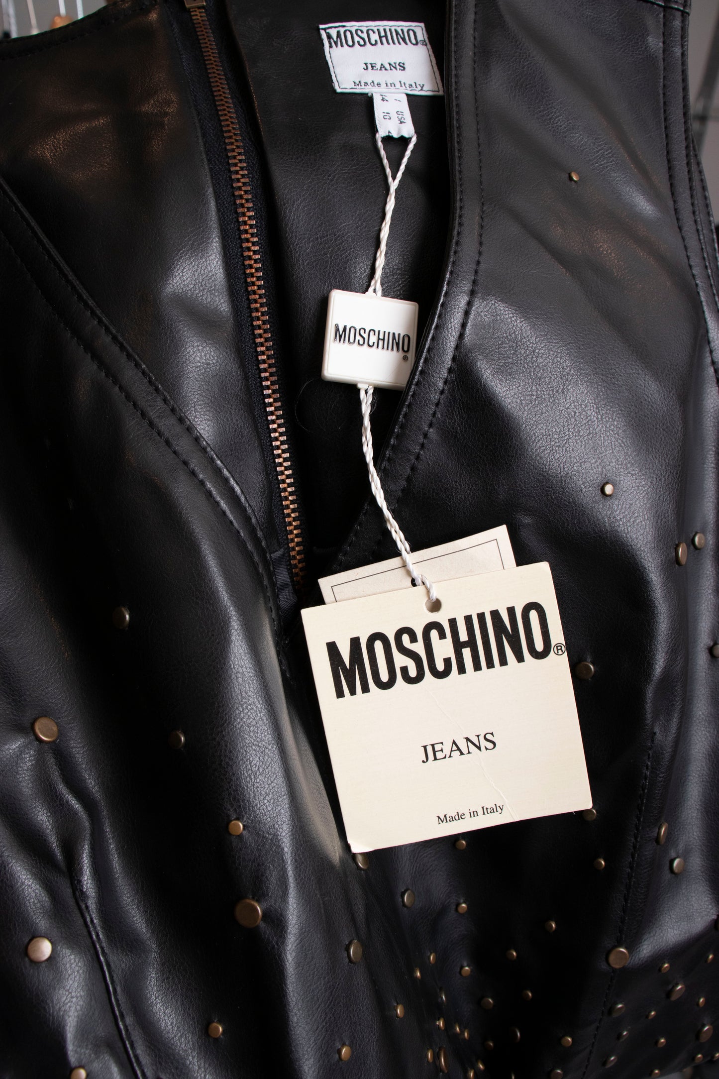 Moschino Faux Leather Sheath Dress M