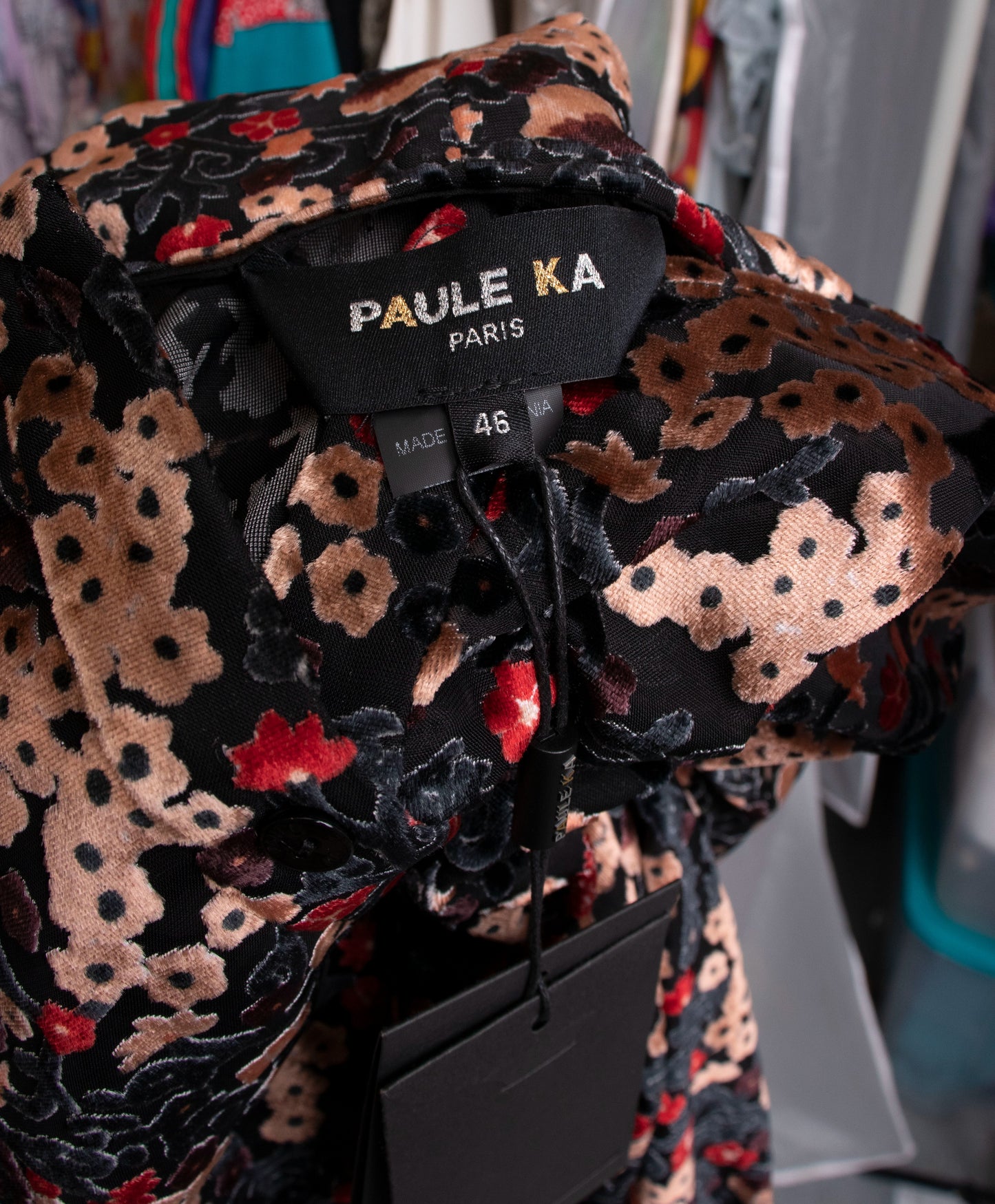 Paule Ka Burnout Velvet Shift Dress M/L