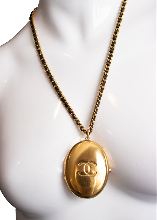 Chanel Gold Locket & Lambskin Chain