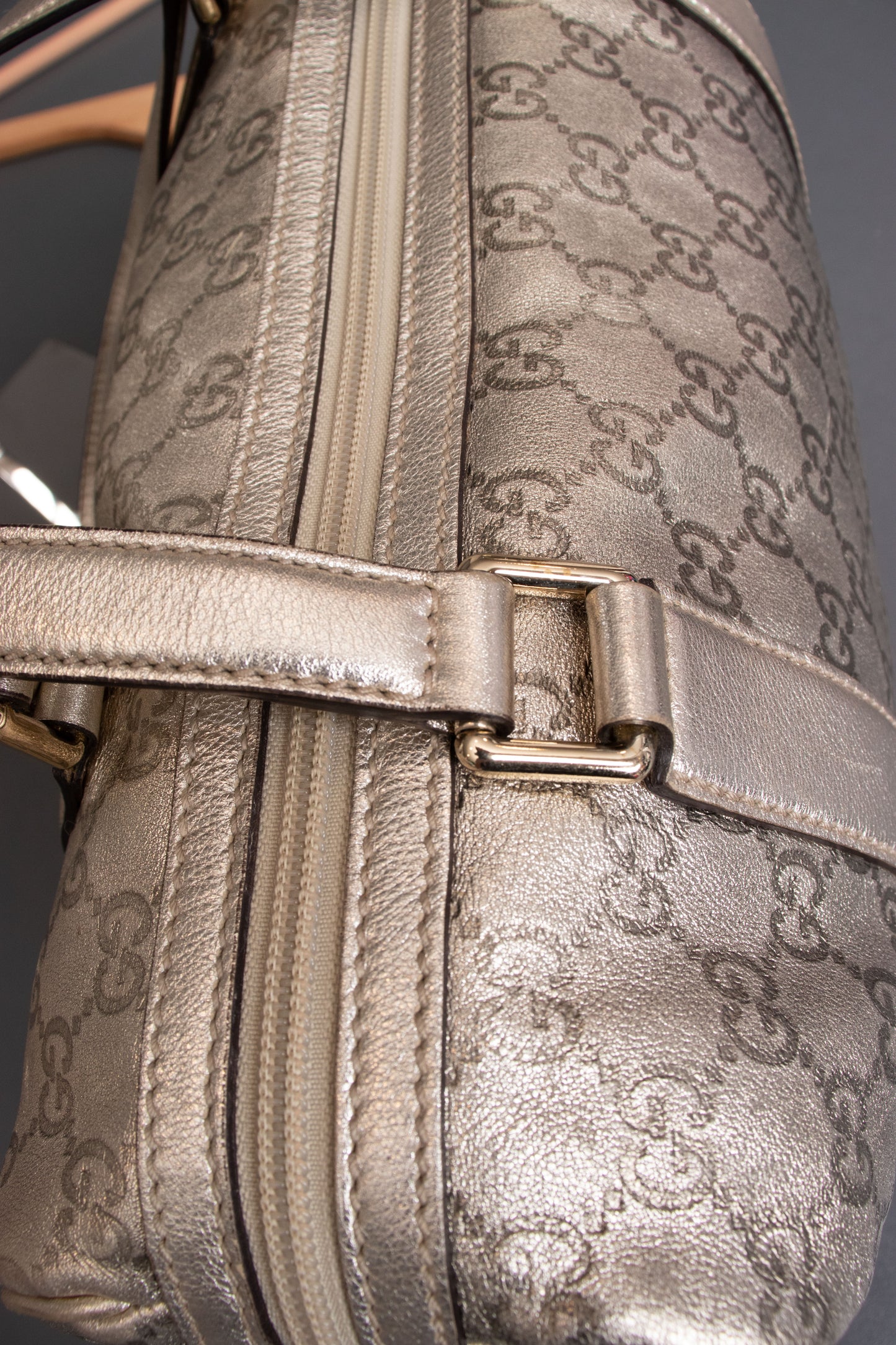 Gucci Metallic Gold Guccissima Leather Boston Handbag