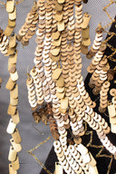 Roberto Cavalli Brown Gold 3/4 Sleeve Sequin Mini Dress