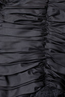 Loris Azzaro Black Silk Lace Strapless Tea Length Dress