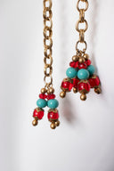 Julie Rubano Red Blue Beaded Egyptian Revival Collar Necklace