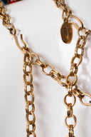Julie Rubano Red Blue Beaded Egyptian Revival Collar Necklace