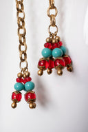 Julie Rubano Red Blue Beaded Egyptian Revival Collar Necklace