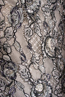 Escada Cream Black Silk Lace Beaded Tank Top & Knee Length Skirt Set