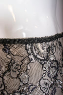 Escada Cream Black Silk Lace Beaded Tank Top & Knee Length Skirt Set