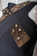 Herve Leger Black Silk Halter Bandage Maxi Dress