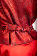 Vivienne Westwood Red Silk 3/4 Sleeve Corset Maxi Skirt Set