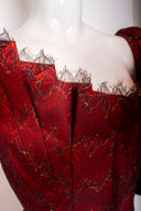 Vivienne Westwood Red Silk 3/4 Sleeve Corset Maxi Skirt Set