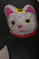Libertine Black Crepe and Crystal Cat Knee Length Coat