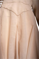 Esteves Beige Chiffon Long Sleeve Knee Length Dress