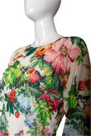 Dolce & Gabbana Silk Floral Top & Knee Length Skirt Set