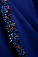 Mark Zunino Blue Wool Knit One Sleeve Beaded Gown