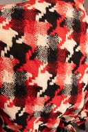 Pierre Cardin Red Black Houndstooth Wool Long Sleeve Jacket Knee Length Skirt Set