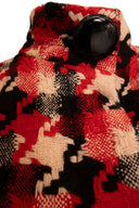 Pierre Cardin Red Black Houndstooth Wool Long Sleeve Jacket Knee Length Skirt Set