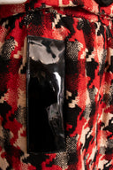 Pierre Cardin Red Black Houndstooth Wool Long Sleeve Jacket Knee Length Skirt Set