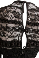 Arnold Scaasi Black Silk Lace Long Sleeve Midi Dress