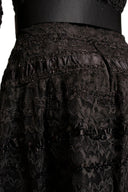 Arnold Scaasi Black Silk Lace Long Sleeve Midi Dress