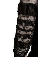 Arnold Scaasi Black Silk Lace Long Sleeve Midi Dress