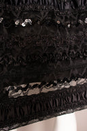 Arnold Scaasi Black Silk Lace Long Sleeve Midi Dress
