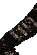 Arnold Scaasi Black Silk Lace Long Sleeve Midi Dress
