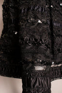 Arnold Scaasi Black Silk Lace Long Sleeve Midi Dress