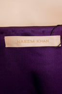 Naeem Khan Purple Gold Silk Sequin 3/4 Sleeve Knee Length Coat