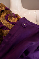 Naeem Khan Purple Gold Silk Sequin 3/4 Sleeve Knee Length Coat