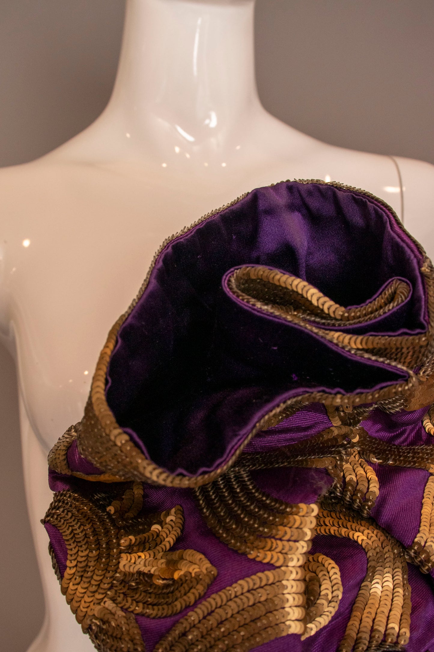 Naeem Khan Purple & Gold Sequin Evening Coat