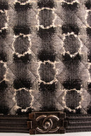 Chanel Black Gray Caviar Leather Wool Check Boy 25 Coco Mark Chain Handbag