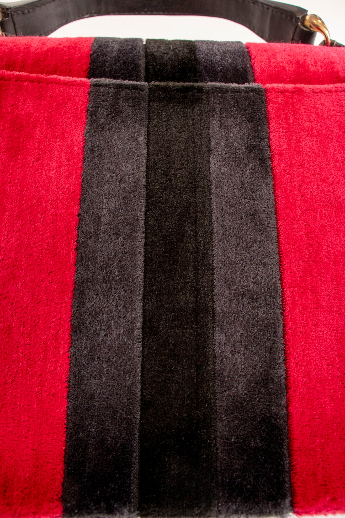 Roberta di Camerino Red and Black Velvet Leather Top Handle Handbag