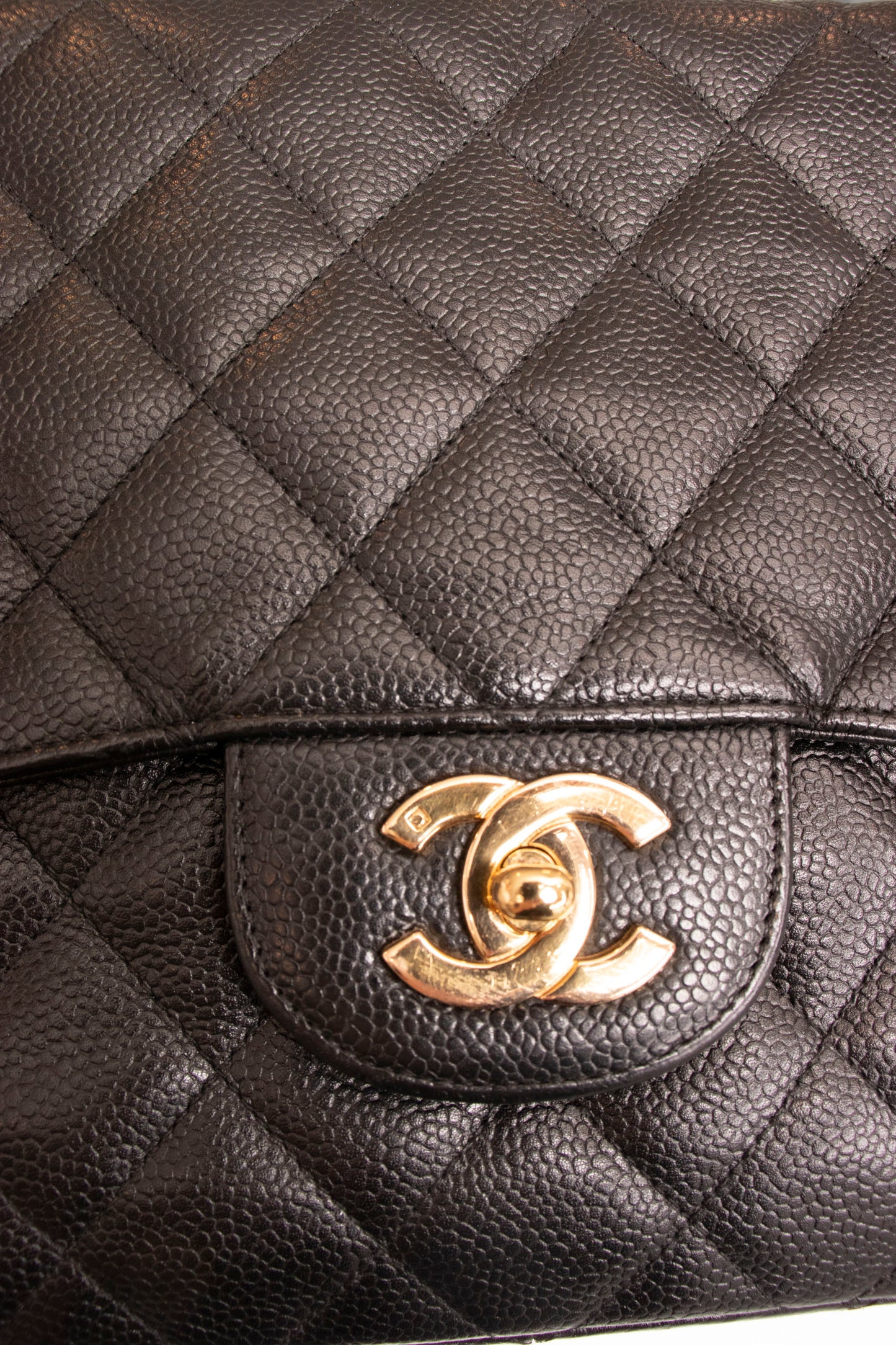 Chanel Black Caviar Jumbo Flap Handbag 2001