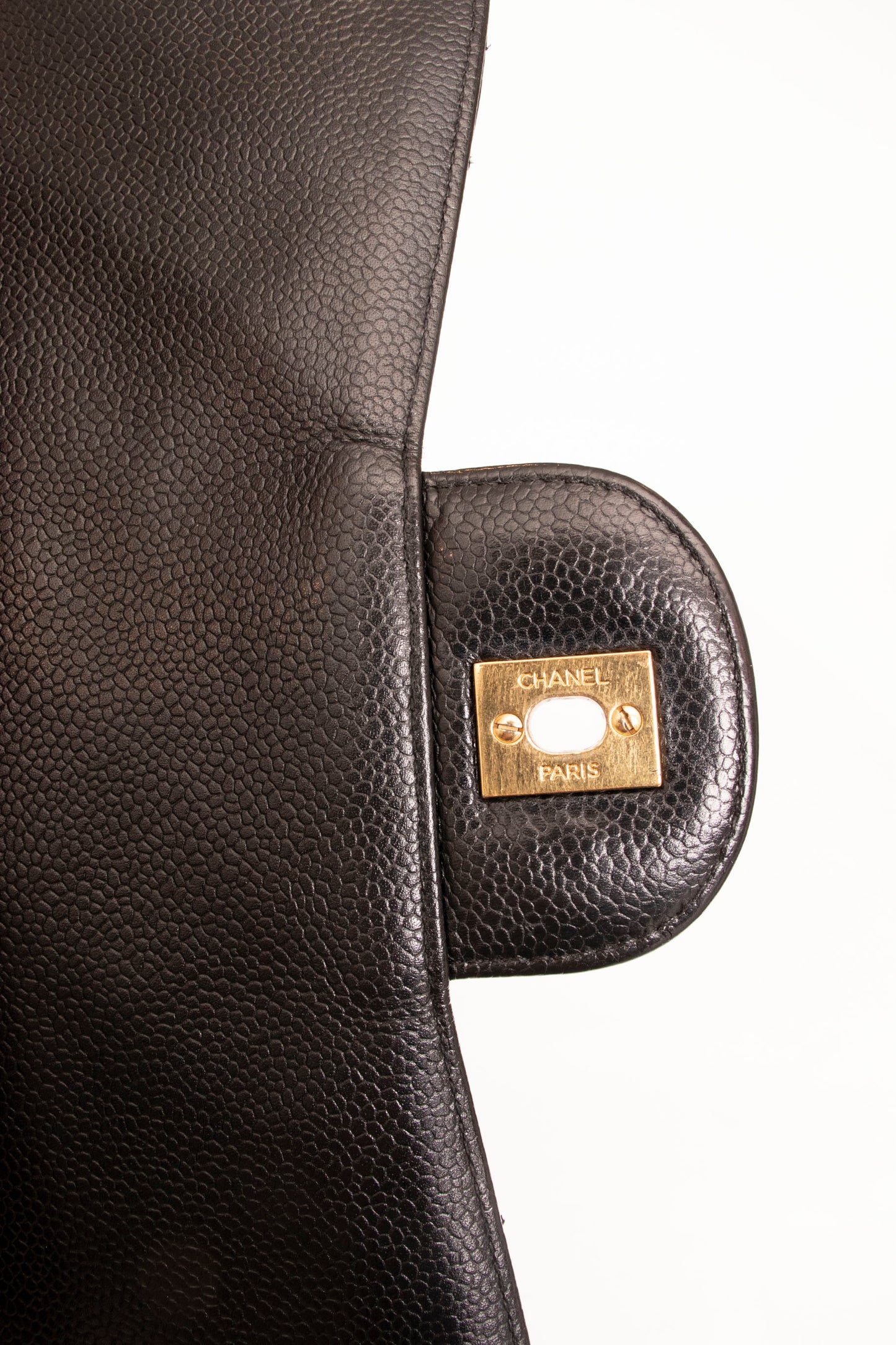 Chanel Black Caviar Jumbo Flap Handbag 2001