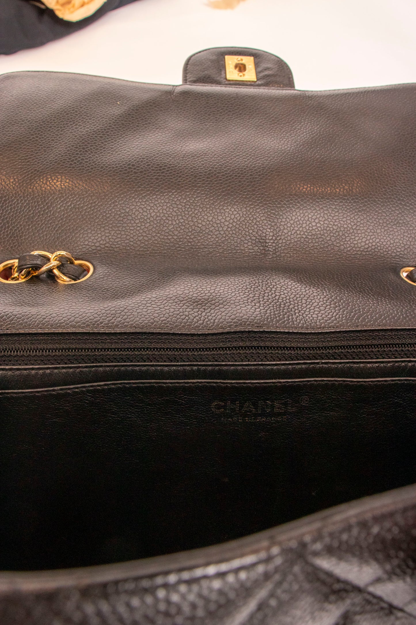 Chanel Black Caviar Jumbo Flap Handbag 2001