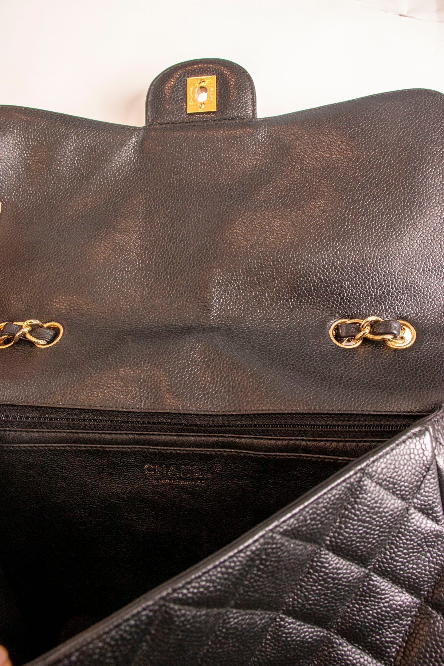 Chanel Black Caviar Jumbo Flap Handbag 2001